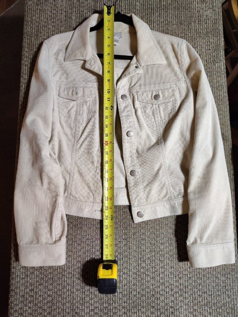 Ann Taylor Loft Jacket Women's Corduroy Jacket Off White Button Up Size 10